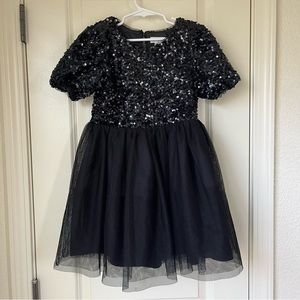 Girls’ Puff Sleeve Sequin Tulle Dress